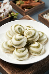 Steamed colorful bean stuffing buns, bean curd