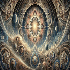 fractal background with gold ornament