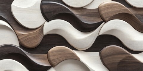 Abstract Wooden Wave Pattern: Modern 3D Wall Panel Design