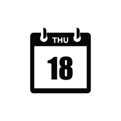 calender icon, 18 thursday icon with white background