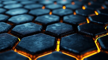 Glowing hexagonal grid, abstract technology background, futuristic design, website banner