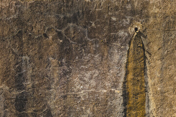 Aged Stone Wall with Hole and Streak Marks