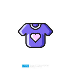 Obraz premium Baby Care Icon Featuring Purple T-Shirt with Heart Design on White Backgrounds