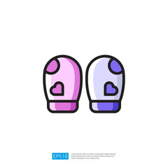 Cute Baby Mittens In Pink And Blue Colors With Heart Design On A White Backgrounds of Colorful Design Accessories For Infants And Toddlers. A Bundle of Warmth and Comfort