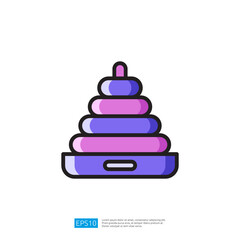 Colorful Stacking Ring Toy Icon in Vibrant Pastel Colors And Shapes Representing Playful Learning Experiences For Toddlers And Children with Educational Values and Playful Fun
