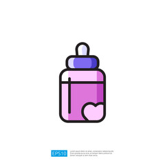 Colorful Baby Care Icon Featuring Pink Bottle With Heart Design On White Backgrounds Illustration for Baby Care Products Vector Art for Childcare and Feeding Needs With Simple