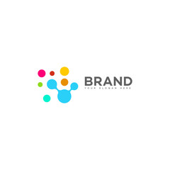 Colorful Abstract Brand Logo Design, Molecular Structure, Network Dots
