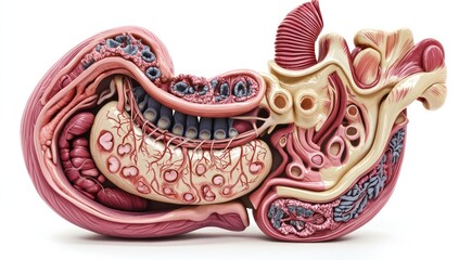 Fototapeta premium 3D visualization of red blood cells in an artery.