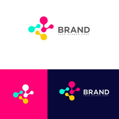 Colorful Abstract Brand Logo Design with Molecular Structure