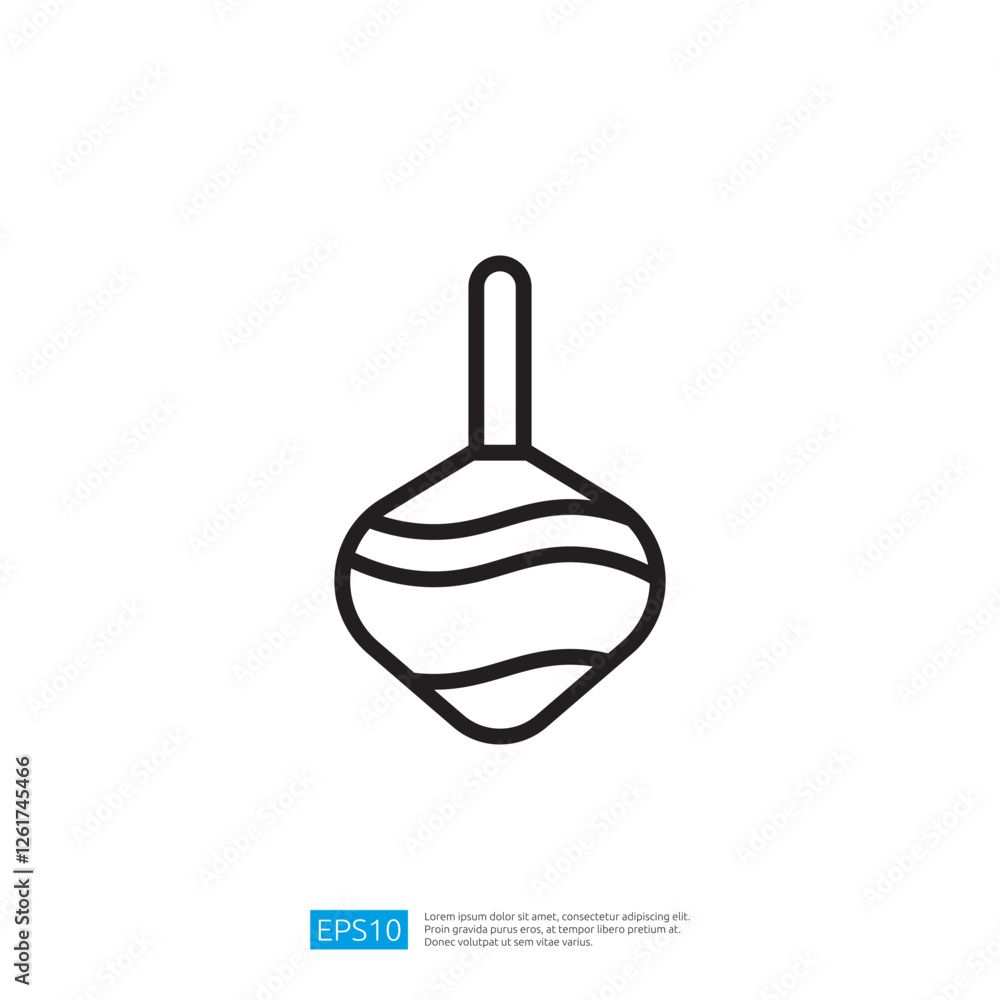 Poster minimalist baby care icon of a spinning top in simple line art style with colorful elements for nurs