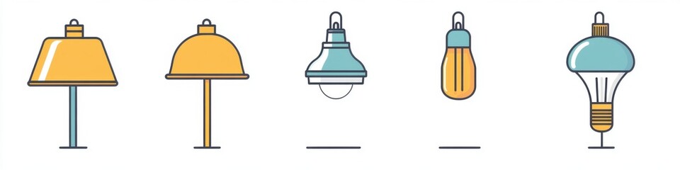 A Curated Set of Line Icons for Lamps: The Ideal Collection for Ideation