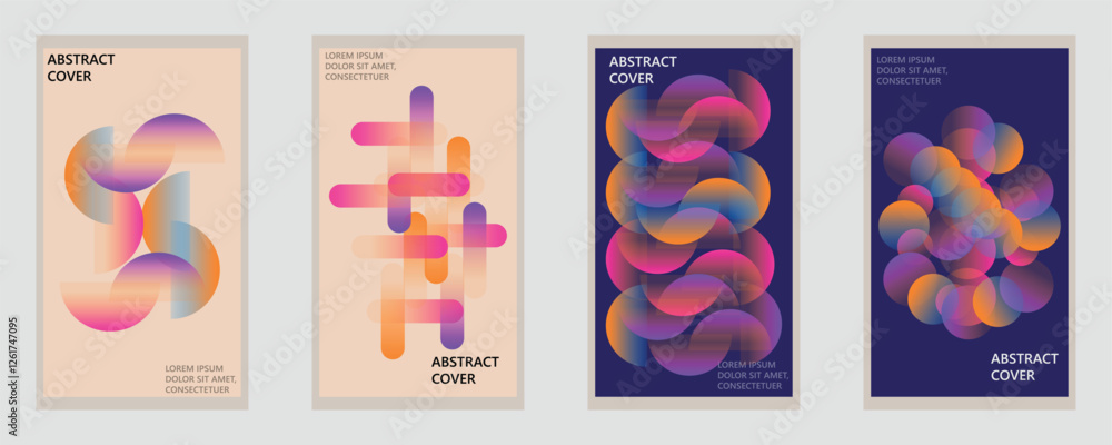 Aufkleber modern gradient poster background vector set. minimalist cover template geometric prism shapes. wall