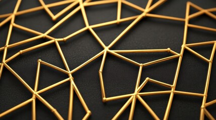 Geometric Golden Structure On Dark Background