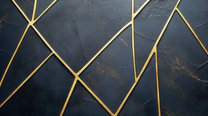 Geometric Pattern With Gold Lines On Dark Gray Background