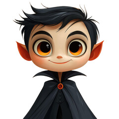 Cute cartoon style vampire character with friendly smile and big eyes