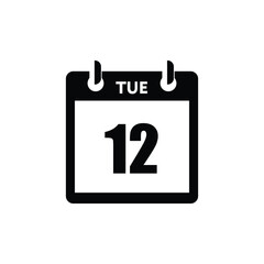 calender icon, 12 tuesday icon with white background