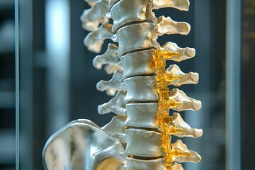 Fototapeta premium Detailed visualization of lumbar spine injection focusing on epidural treatment.