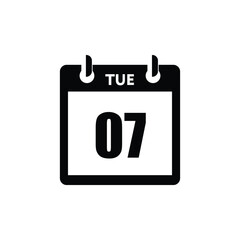 calender icon, 07 tuesday icon with white background