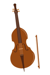 Fototapeta premium Elegant wooden string instrument and bow depicted in a minimalist style