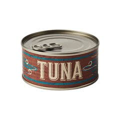 Vintage can of tuna with a pull-tab top and decorative design
