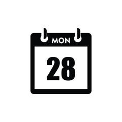 calender icon, 28 monday icon with white background