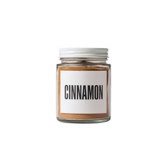 Jar of ground cinnamon with a clear label