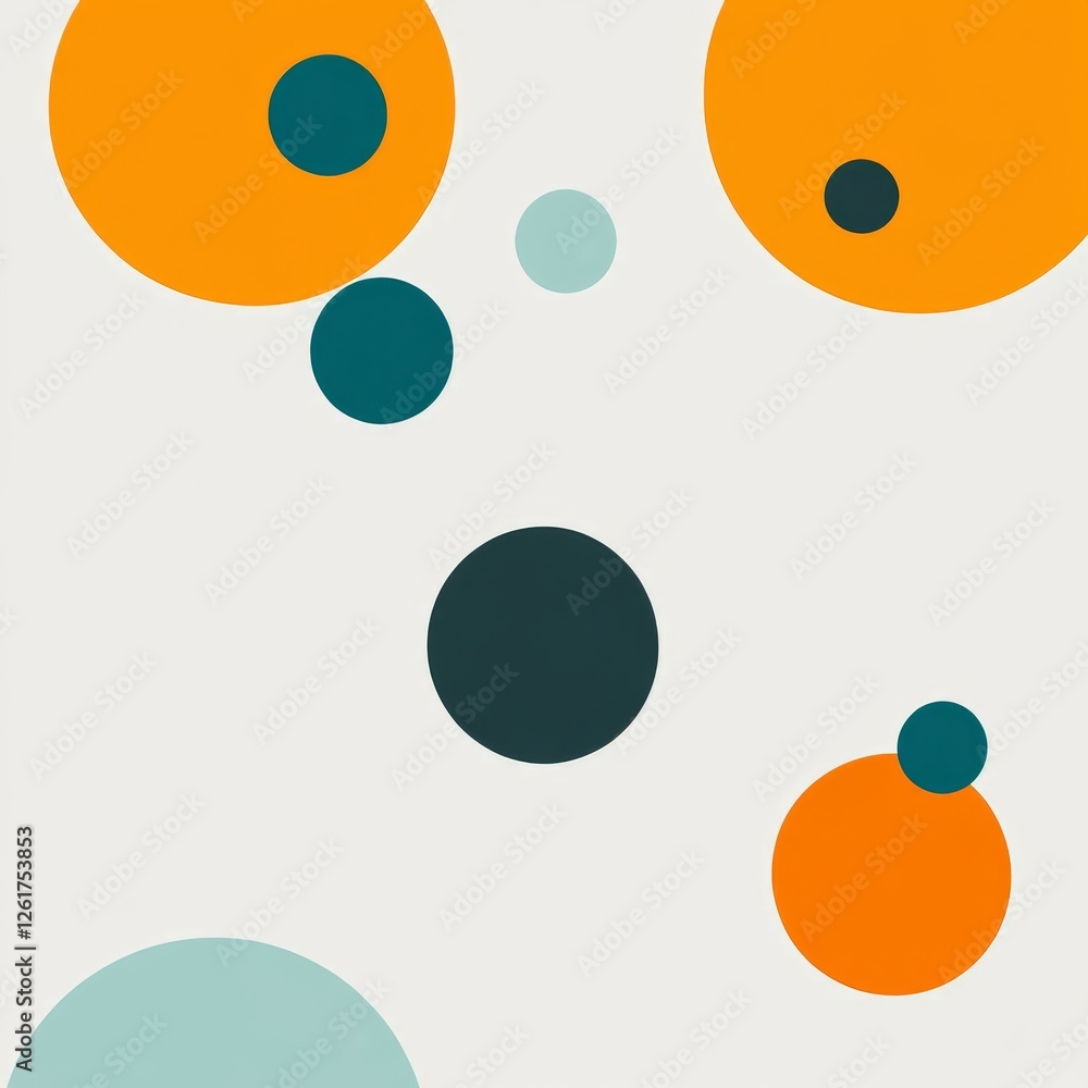 Poster abstract composition of colorful circles: a playful and balanced design
