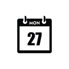 calender icon, 27 monday icon with white background