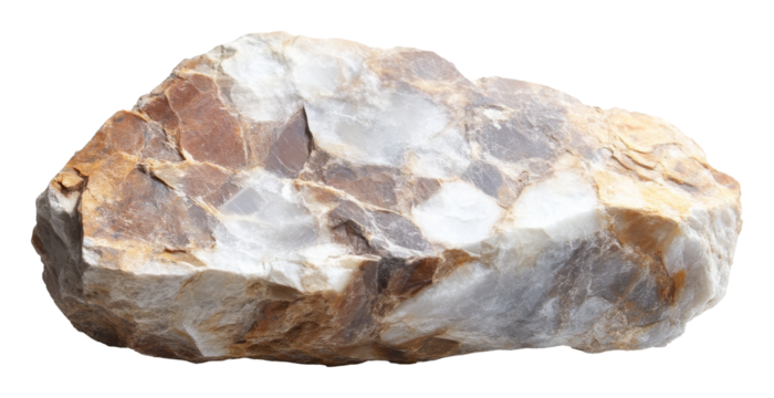 Large irregular natural stone with mixed brown and white colors, geology and texture concept