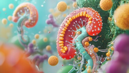 Medical scientific backdrop detailing kidney disease.
