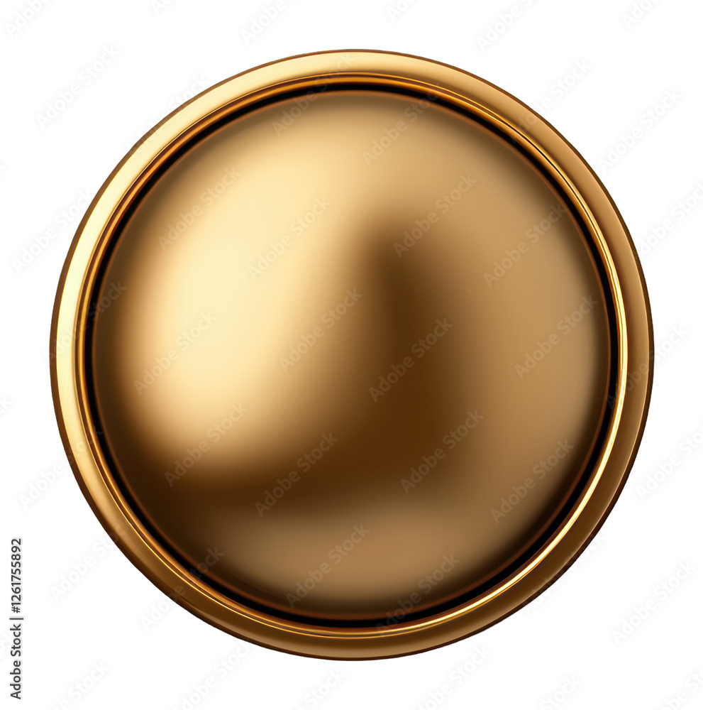 Poster golden round button on transparent background