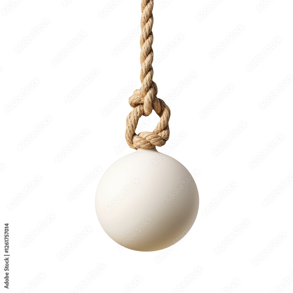 Poster hanging rope knot with round object