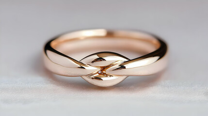 Rose gold knot ring, jewelry detail, soft background, engagement