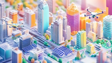 Futuristic Cityscape: Drones and Sustainable Urban Development