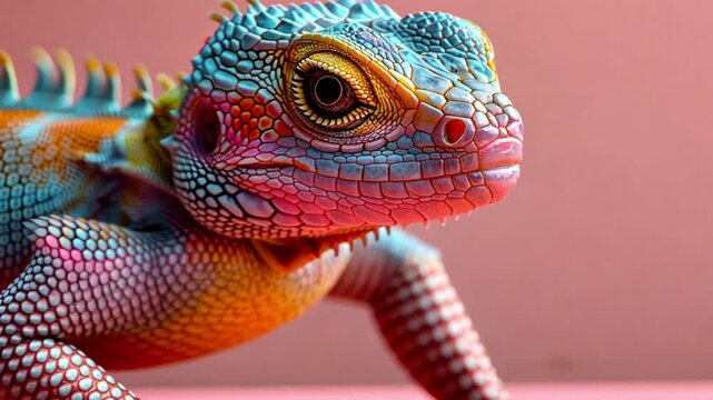 Vibrant Iguanid Lizard Close-Up: A Colorful Reptile Portrait