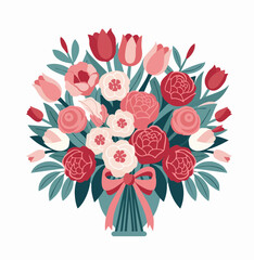 Rose Tulip Arrangement Flower Arrangement, Invitation, Decorative Flowers. Wedding, Mother's Day, Valentine's Day, Women's Day