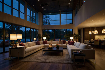interior luxury of hotel room with a table