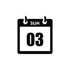 calender icon, 03 sunday icon with white background