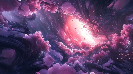 Surreal Pink Blossom Vortex: A Dreamlike Digital Painting