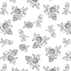 Hand Drawn Flowers and Leaves Line Pattern Watercolor Trendy Plan Trendy Color Cards Print On The Floor Home Textile Fabric Wallpaper Wrapping Cards Carpet Rug Background Fabric Linen Look Textures