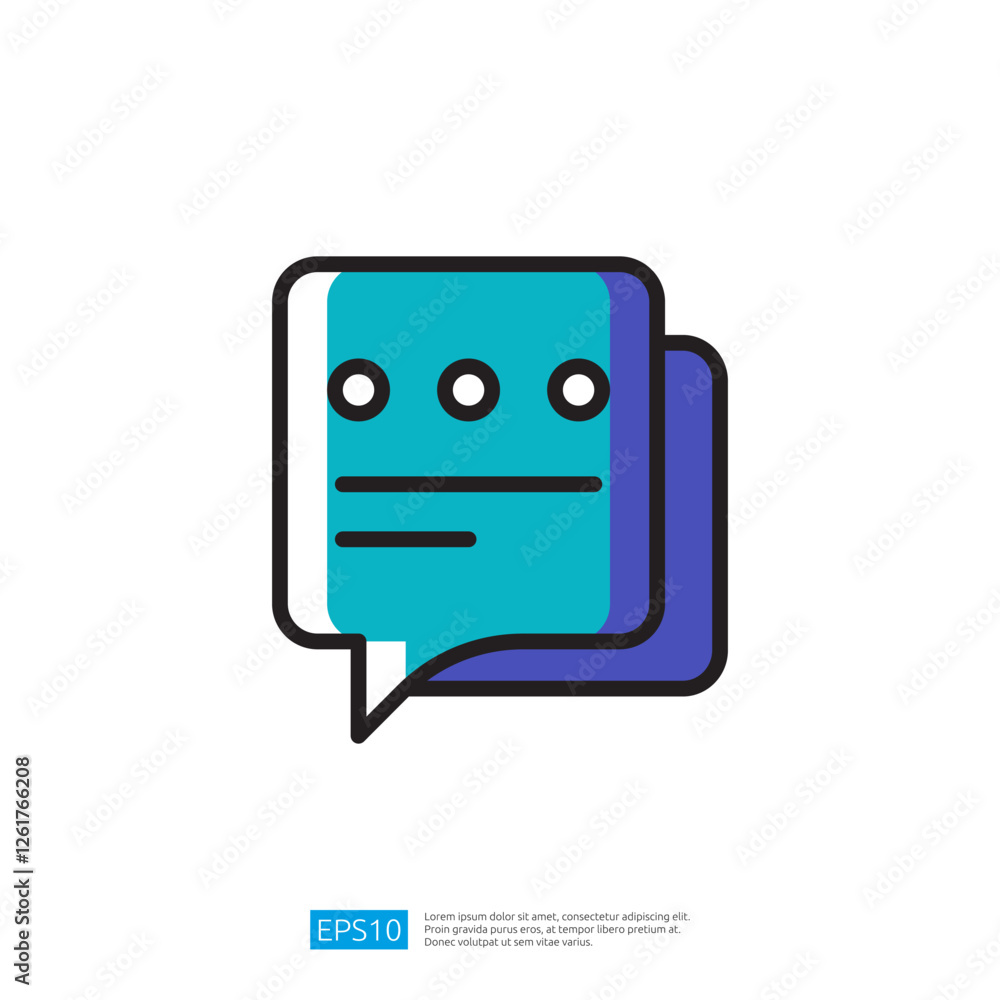 Poster a stylized speech bubble illustration icon featuring two overlapping shapes, symbolizing communicati
