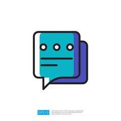 A stylized speech bubble illustration icon featuring two overlapping shapes, symbolizing communication or messaging.