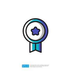 a stylized award ribbon featuring a star in the center, symbolizing achievement and recognition illustration icon