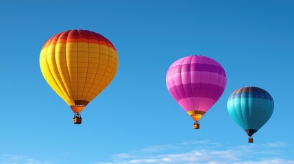 Fototapeta premium Colorful hot air balloons in clear blue sky