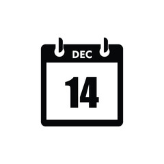 calender icon, 14 december icon with white background