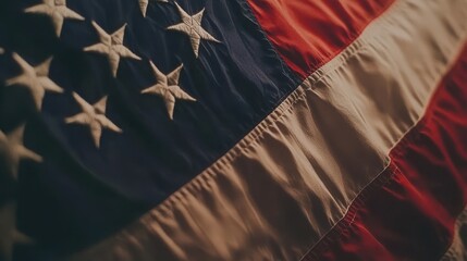 Fototapeta premium An american flag with stars and stripes filling the frame