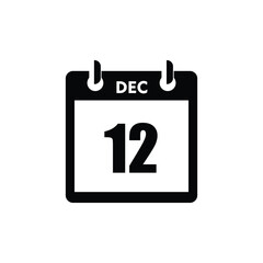 calender icon, 12 december icon with white background