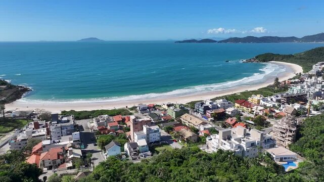 Quatro Ilhas Beach At Bombinhas In Santa Catarina Brazil. Beach Landscape. Nature Seascape. Travel Destination. Quatro Ilhas Beach At Bombinhas In Santa Catarina Brazil. Turquoise Water.