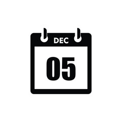 calender icon, 05 december icon with white background