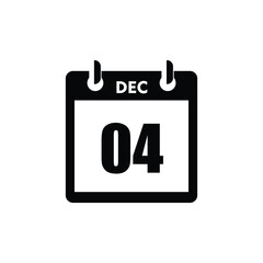 calender icon, 04 december icon with white background